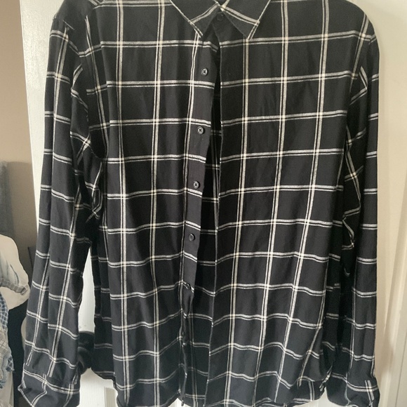 Ines De La Fressange x Uniqlo Black Flannal Button-Down Flannel Shirt S Small - Picture 2 of 4